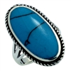 M-R1004-BT Silver Blue Turquoise Elongated Ring 25mm