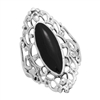 M-R1007-BO Silver Black Onyx Long Filigree Ring