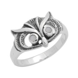 M-R1011-MP Silver Mother of Pearl Owl Ring