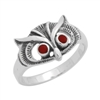 M-R1011-RC Silver Red Coral Owl Ring