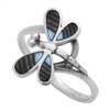 M-R1012-AB Silver Abalone Dragonfly Ring