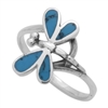 M-R1012-BT Silver Blue Turquoise Dragonfly Ring