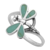 M-R1012-GT Silver Green Turquoise Dragonfly Ring