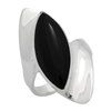 M-R1013-BO Silver Black Onyx Long  Ring