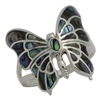 M-R1015-AB Silver Abalone Butterfly Ring