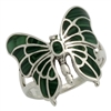 M-R1015-GM Silver Green Malachite Butterfly Ring