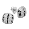 MCER1006 - Sterling Silver Black White CZ Micropave Square Stud Earrings