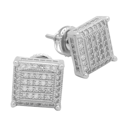 MCER1007 - Sterling Silver CZ Micropave Square Stud Earrings
