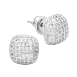 MCER1008 - Sterling Silver CZ Micropave Square Stud Earrings