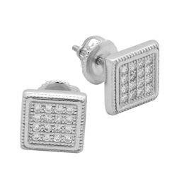 MCER1009 - Sterling Silver CZ Micropave Square Stud Earrings