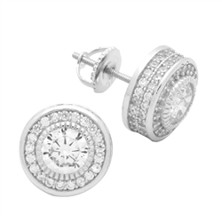 MCER1010 - Sterling Silver CZ Micropave Round Stud Earrings
