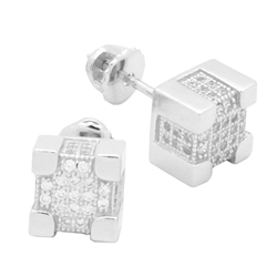 MCER1011 - Sterling Silver CZ Micropave Square Stud Earrings