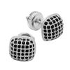 MCER1013 - Sterling Silver Black CZ Micropave Square Stud Earrings