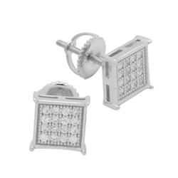 MCER1015 - Sterling Silver CZ Micropave Square Stud Earrings