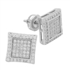 MCER1016 - Sterling Silver CZ Micropave Square Stud Earrings