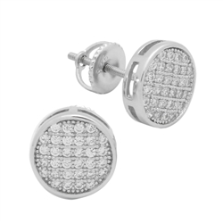MCER1020 - Sterling Silver CZ Micropave Round Stud Earrings