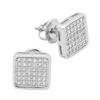 MCER1021 - Sterling Silver CZ Micropave Square Stud Earrings