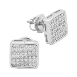 MCER1021 - Sterling Silver CZ Micropave Square Stud Earrings