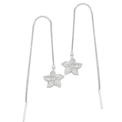 MCER1032 - Sterling Silver CZ Starfish Threader Earrings