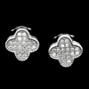 MCER1041 - Silver CZ Micropave Four Leaf Clover Earrings