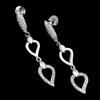 MCER1058 - Silver Micropave CZ Dangle Heart Earrings