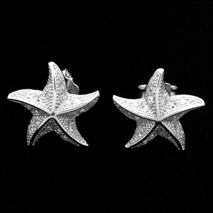 MCER1064-Silver Micropave CZ Starfish Stud Earrings