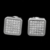 MCER1065-Silver Micropave CZ Square Stud Earrings