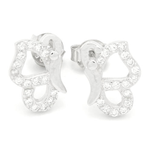 MCER1076 - Silver CZ Outlined Butterfly Stud Earrings