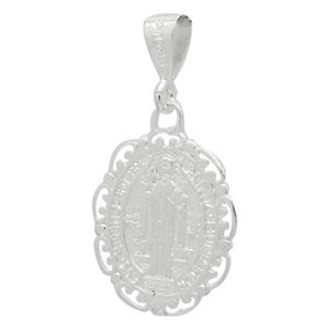 MI-P1014 Silver San Benito Oval Design Pendant 23mm