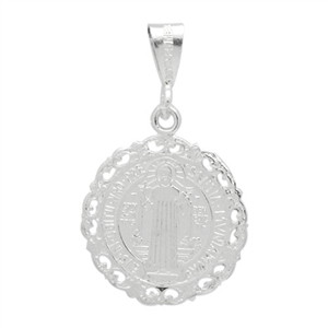 MI-P1017 Silver San Benito Round Design Pendant 21mm