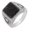 MMCR1001 SILVER MICROPAVE 16MMX13MM BLACK CZ MENS RING