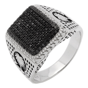 MMCR1001 SILVER MICROPAVE 16MMX13MM BLACK CZ MENS RING