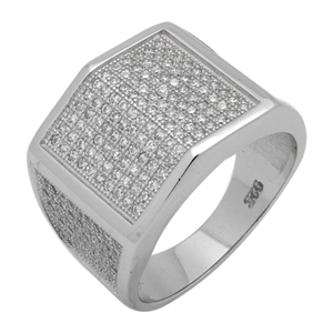 MMCR1007 SILVER MICROPAVE 15MM SQUARED ARC CZ MENS RING