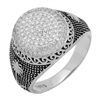 MMCR1008 SILVER MICROPAVE 16MM OVAL CZ MENS RING