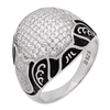 MMCR1015 SILVER MICROPAVE 18MM BLACK TRIBAL CZ MENS RING