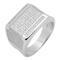 MMCR1016 SILVER MICROPAVE 15MM SQUARED CZ MENS RING