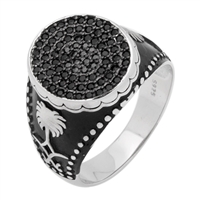 MMCR1018 SILVER MICROPAVE 17MM OVAL CZ MENS RING