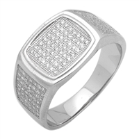 MMCR1019 SILVER MICROPAVE 13MM SQUARED CZ MENS RING