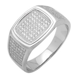 MMCR1019 SILVER MICROPAVE 13MM SQUARED CZ MENS RING