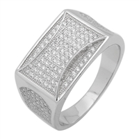 MMCR1020 SILVER MICROPAVE 12MM SQUARED CZ MENS RING