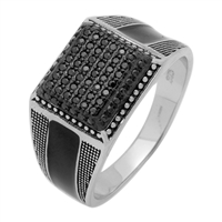 MMCR1023 SILVER MICROPAVE 12MM SQUARED CZ MENS RING