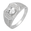 MMCR1030 SILVER MICROPAVE OVAL CLEAR CZ MENS RING