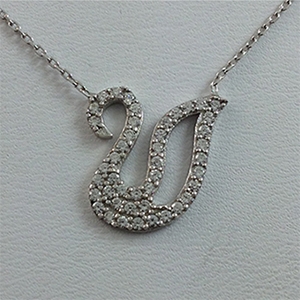Silver Necklace with CZ - Swan - $8.80