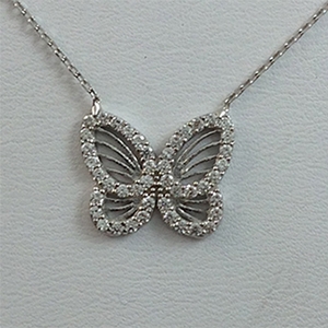 Silver Necklace with CZ - Butterfly - $8.80