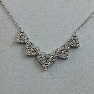 Silver Necklace with CZ - Hearts - $8.80
