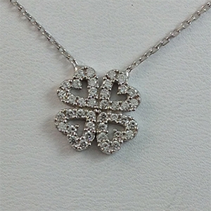 Silver Necklace with CZ - 4-Clover Leaf - $8.80