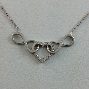 Silver Necklace with CZ - Infinity & Heart - $8.80