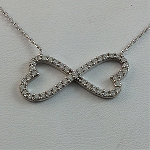 Silver Necklace with CZ - Heart-shaped Infinity - $8.80