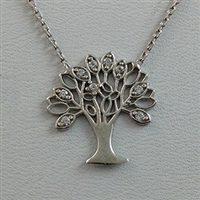 Silver Necklace with CZ - Tree of Live - $8.80