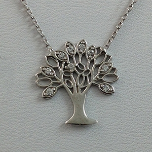 Silver Necklace with CZ - Tree of Live - $8.80